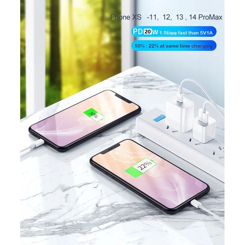 Laptop, Telefoane si Tablete - Telefoane mobile si accesorii - Accesorii Telefoane - Incarcatoare telefoane - Set Incarcator Fast Charger si cablu USB-C, compatibil cu Apple, USB-C 20W, Compatibil cu iPhone - Infinity.ro