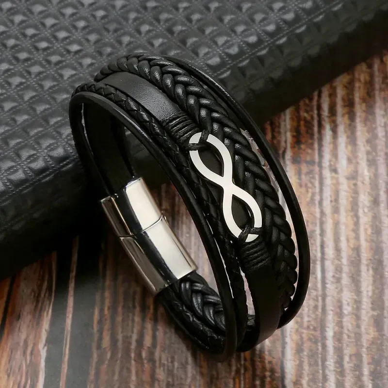 Fashion, accesorii si bijuterii - Barbati - Bijuterii barbati - Bratari barbati - Bratara “Infinity Bond” - Negru - Infinity.ro
