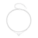 Fashion, accesorii si bijuterii - Femei - Bijuterii femei - Bratari femei - Bratara de picior dubla cu inimioara - Infinity.ro