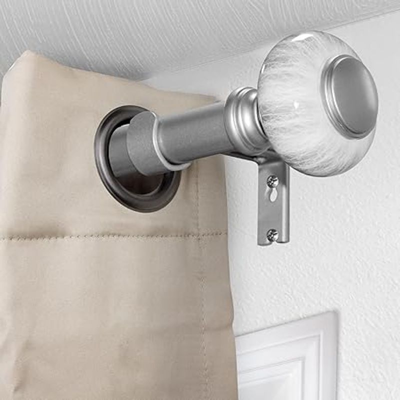 Casa si Gradina - Textile si covoare - Perdele si draperii - Accesorii perdele si draperii - Galerie metalica, reglabila, 182-365 cm, pentru perdele/draperii, cu suporturi de fixare, imitatie marmura, Argintiu - Infinity.ro