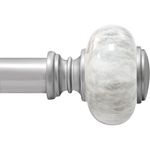 Casa si Gradina - Textile si covoare - Perdele si draperii - Accesorii perdele si draperii - Galerie metalica, reglabila, 182-365 cm, pentru perdele/draperii, cu suporturi de fixare, imitatie marmura, Argintiu - Infinity.ro