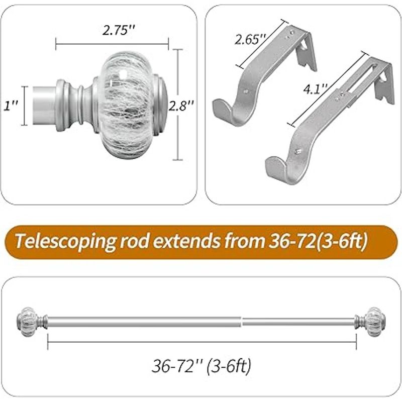 Casa si Gradina - Textile si covoare - Perdele si draperii - Accesorii perdele si draperii - Galerie metalica, reglabila, 182-365 cm, pentru perdele/draperii, cu suporturi de fixare, imitatie marmura, Argintiu - Infinity.ro