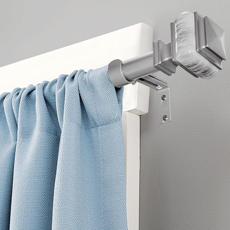 Casa si Gradina - Textile si covoare - Perdele si draperii - Accesorii perdele si draperii - Galerie metalica, reglabila, 91-182 cm, pentru perdele/draperii, cu suporturi de fixare, imitatie marmura, Argintiu - Infinity.ro