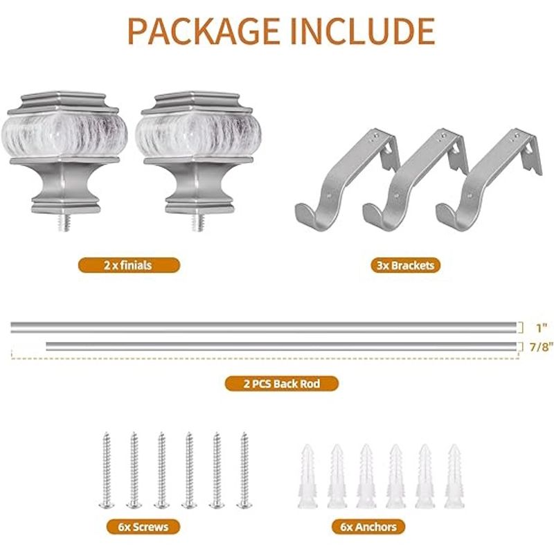 Casa si Gradina - Textile si covoare - Perdele si draperii - Accesorii perdele si draperii - Galerie metalica, reglabila, 91-182 cm, pentru perdele/draperii, cu suporturi de fixare, imitatie marmura, Argintiu - Infinity.ro