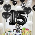 Casa si Gradina - Decoratiuni - Decoratiuni petrecere - Baloane - Set 25 baloane pentru ziua de nastere/aniversare, balon mare 15 ani, 101cm, negru - Infinity.ro