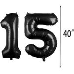 Casa si Gradina - Decoratiuni - Decoratiuni petrecere - Baloane - Set 25 baloane pentru ziua de nastere/aniversare, balon mare 15 ani, 101cm, negru - Infinity.ro