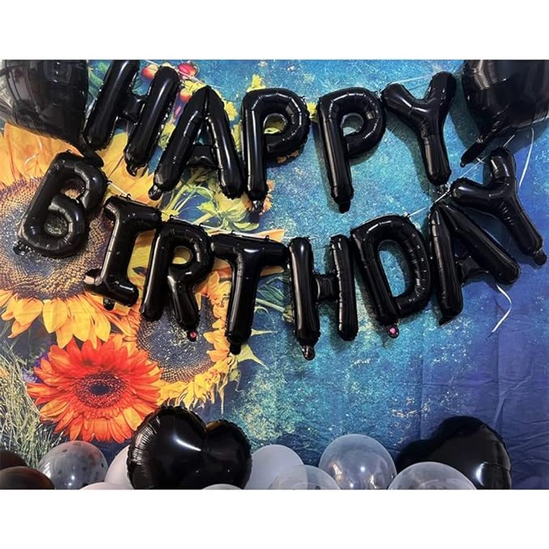 Casa si Gradina - Decoratiuni - Decoratiuni petrecere - Baloane - Set 25 baloane pentru ziua de nastere/aniversare, balon mare 27 ani, 101cm, negru - Infinity.ro