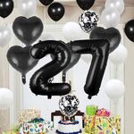 Casa si Gradina - Decoratiuni - Decoratiuni petrecere - Baloane - Set 25 baloane pentru ziua de nastere/aniversare, balon mare 27 ani, 101cm, negru - Infinity.ro