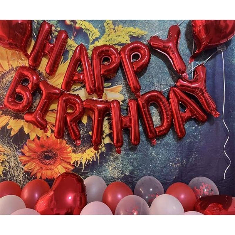 Casa si Gradina - Decoratiuni - Decoratiuni petrecere - Baloane - Set 25 baloane pentru ziua de nastere/aniversare, 24 ani, 101cm, rosu - Infinity.ro