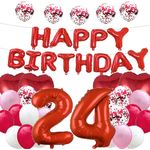 Casa si Gradina - Decoratiuni - Decoratiuni petrecere - Baloane - Set 25 baloane pentru ziua de nastere/aniversare, 24 ani, 101cm, rosu - Infinity.ro