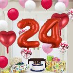 Casa si Gradina - Decoratiuni - Decoratiuni petrecere - Baloane - Set 25 baloane pentru ziua de nastere/aniversare, 24 ani, 101cm, rosu - Infinity.ro
