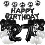 Casa si Gradina - Decoratiuni - Decoratiuni petrecere - Baloane - Set 25 baloane pentru ziua de nastere/aniversare, balon mare 27 ani, 101cm, negru - Infinity.ro