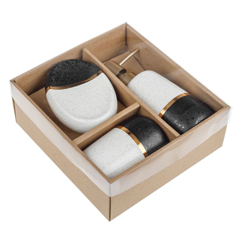 Casa si Gradina - Sanitare - Suporturi si accesorii baie - Suporturi baie - Set baie, ceramica, multicolor, 3 bucati, distribuitor, pahar, savoniera - Infinity.ro