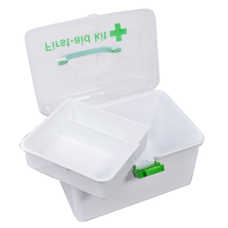 Casa si Gradina - Decoratiuni - Decoratiuni de sezon - Cutie medicamente, first aid kit, plastic, dimensiuni 28 x 15 x 16 cm, alba cu verde - Infinity.ro