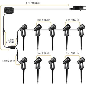 Set 10 lumini LED pentru gradina, 32M, rezistente la temperaturi scazute, IP65, 3000 lumeni, 3000 K, alb cald