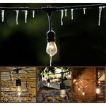 Casa si Gradina - Decoratiuni - Decoratiuni petrecere - Bannere si ghirlande decorative - Ghirlanda luminoasa LED, 15m, 15 becuri, pentru interior/exterior, impermeabila IP65, 2700K, alb cald - Infinity.ro
