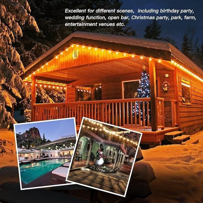 Casa si Gradina - Decoratiuni - Decoratiuni petrecere - Bannere si ghirlande decorative - Ghirlanda luminoasa LED, 15m, 15 becuri, pentru interior/exterior, impermeabila IP65, 2700K, alb cald - Infinity.ro