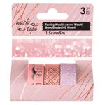 Carti si Birotica - Birotica - Accesorii de birou - Benzi adezive - Set benzi adezive washi, 3buc, model glitter roz auriu, dimensiuni 5m x 1.5cm - Infinity.ro