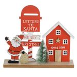 Casa si Gradina - Decoratiuni - Decoratiuni de sezon - Decoratiune de craciun lemn, model casa si mos craciun, multicolor, 20x 17.5cm - Infinity.ro