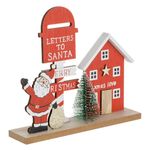 Casa si Gradina - Decoratiuni - Decoratiuni de sezon - Decoratiune de craciun lemn, model casa si mos craciun, multicolor, 20x 17.5cm - Infinity.ro