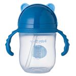 Jucarii, Copii si Bebe - Hrana si alaptare - Biberoane, suzete si accesorii hranire - Articole hranire bebelusi - Cana antrenament, honey baby, ursulet, manere, pai anti-scurgere, capac retractabil, capacitate 235 ml, albastru - Infinity.ro