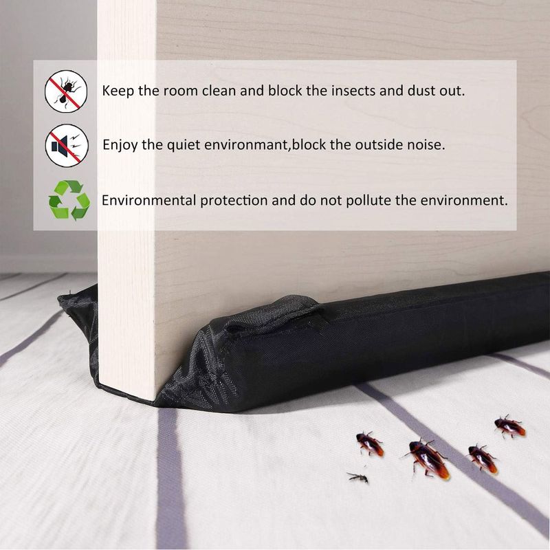 Casa si Gradina - Constructii - Usi interior, exterior si garaj - Accesorii usi - Protectie usa, anti curent, dubla, culoare neagra, lungime 95cm, material spuma poliester elastan - Infinity.ro