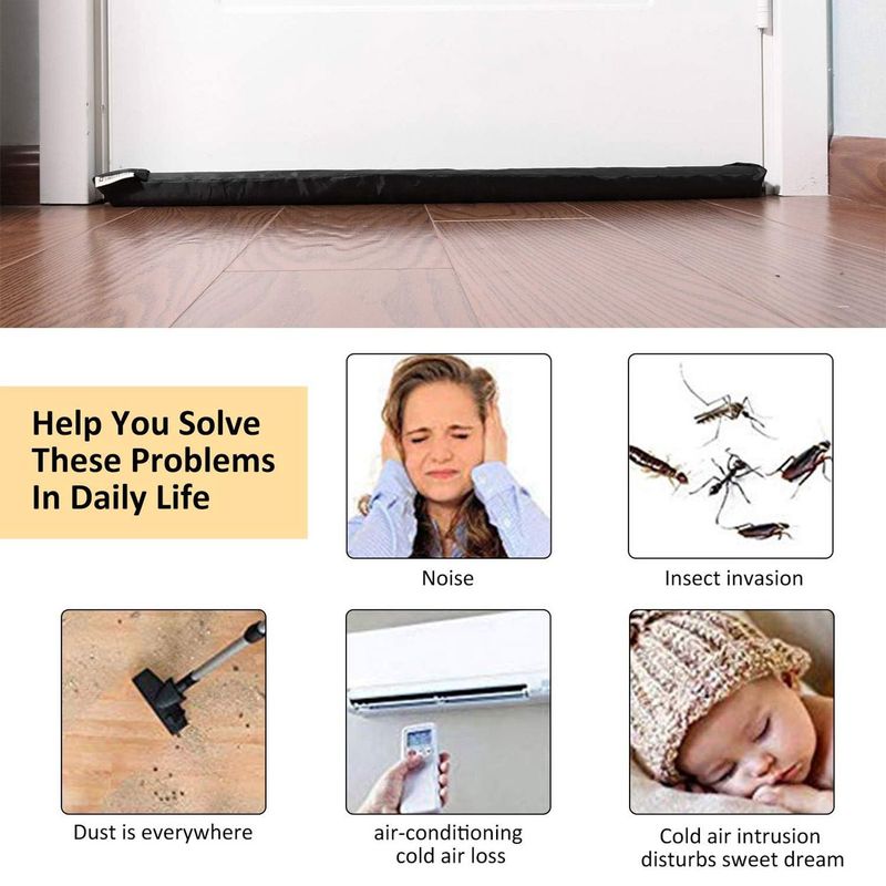 Casa si Gradina - Constructii - Usi interior, exterior si garaj - Accesorii usi - Protectie usa, anti curent, dubla, culoare neagra, lungime 95cm, material spuma poliester elastan - Infinity.ro