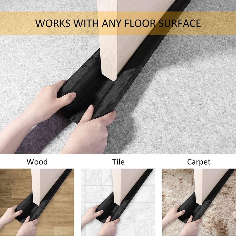 Casa si Gradina - Constructii - Usi interior, exterior si garaj - Accesorii usi - Protectie usa, anti curent, dubla, culoare neagra, lungime 95cm, material spuma poliester elastan - Infinity.ro