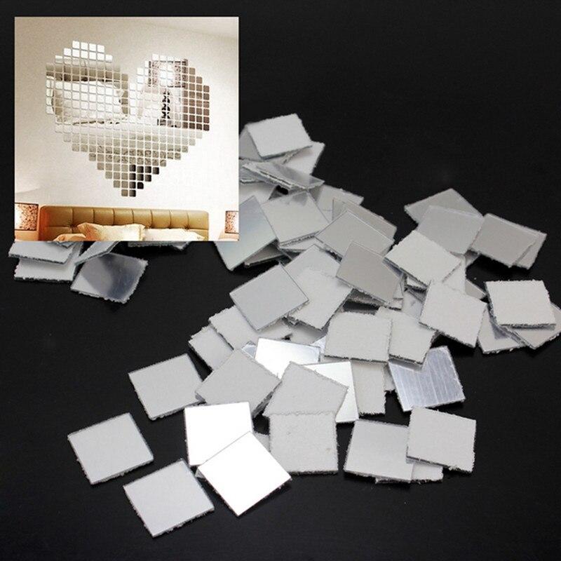 Casa si Gradina - Decoratiuni - Oglinzi - Set 100 Oglinzi Acrilice Decorative in Forma de Patrat, pentru Decorarea Peretilor, 2 x 2 cm - Infinity.ro