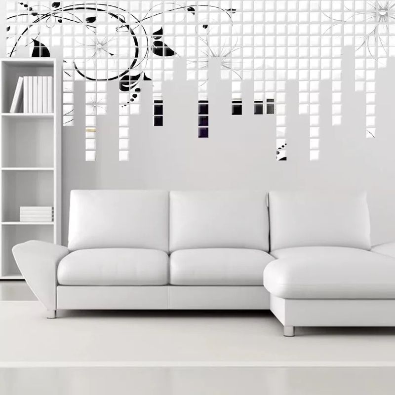 Casa si Gradina - Decoratiuni - Oglinzi - Set 100 Oglinzi Acrilice Decorative in Forma de Patrat, pentru Decorarea Peretilor, 2 x 2 cm - Infinity.ro