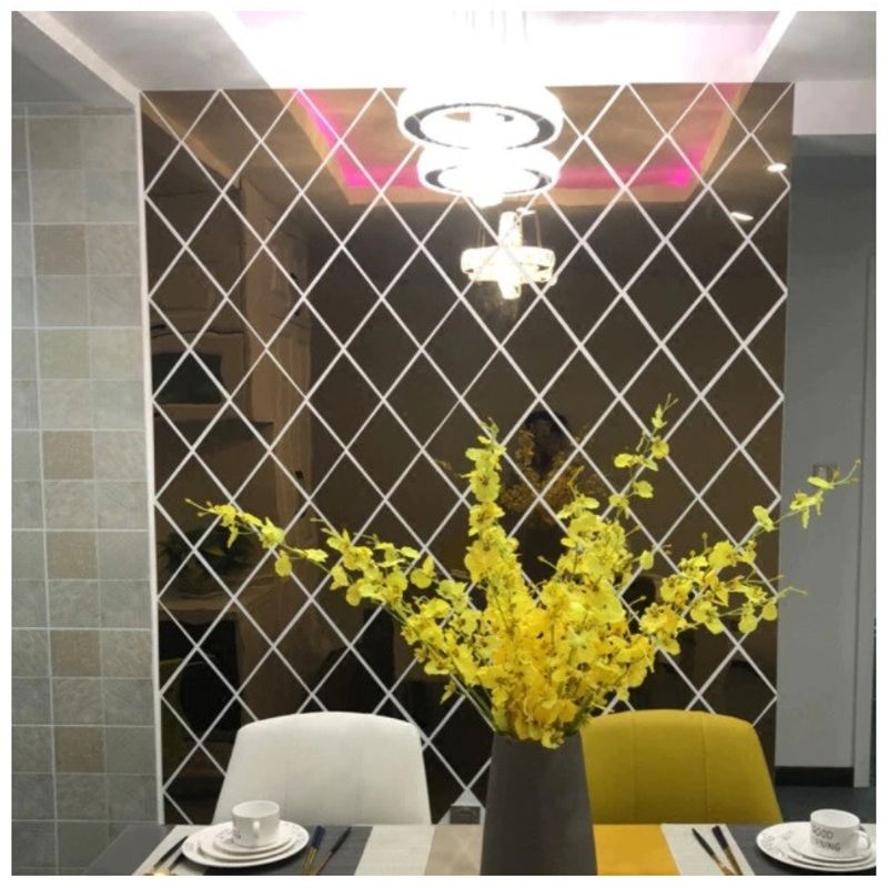 Casa si Gradina - Decoratiuni - Oglinzi - Set 58 Oglinzi Acrilice din PVC, Autoadezive pentru Decorarea Peretilor, 100 x 100 cm, Premium - Infinity.ro