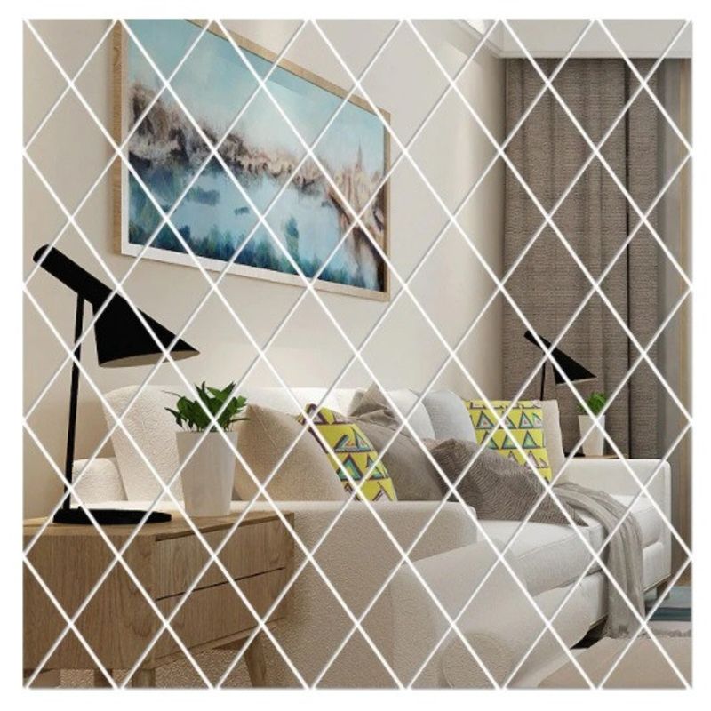 Casa si Gradina - Decoratiuni - Oglinzi - Set 58 Oglinzi Acrilice din PVC, Autoadezive pentru Decorarea Peretilor, 100 x 100 cm, Premium - Infinity.ro