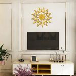 Casa si Gradina - Decoratiuni - Oglinzi - Set 27 Oglinzi Acrilice Decorative Autoadezive model Raze de Soare Auriu, dimensiune 50 cm - Infinity.ro