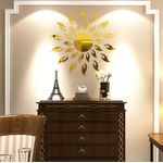 Casa si Gradina - Decoratiuni - Oglinzi - Set 27 Oglinzi Acrilice Decorative Autoadezive model Raze de Soare Auriu, dimensiune 50 cm - Infinity.ro