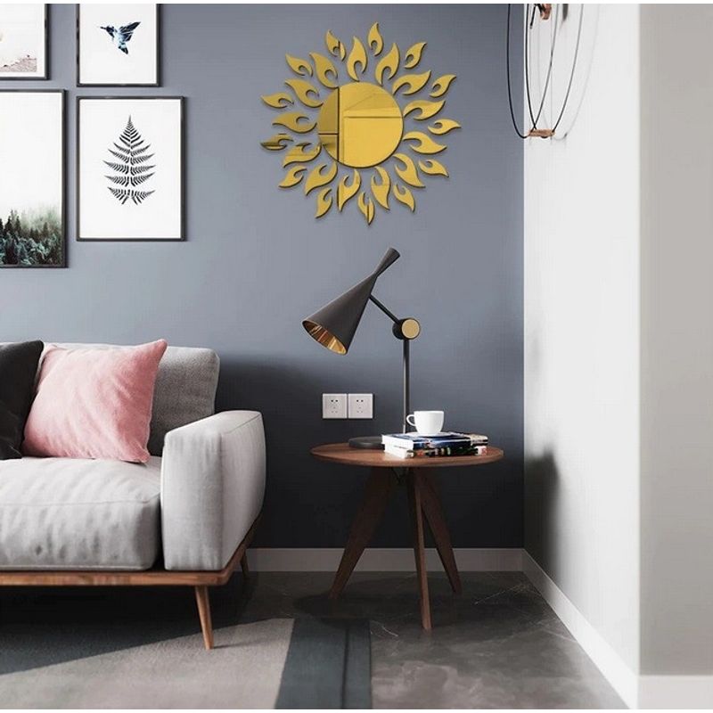 Casa si Gradina - Decoratiuni - Oglinzi - Set 27 Oglinzi Acrilice Decorative Autoadezive model Raze de Soare Auriu, dimensiune 50 cm - Infinity.ro