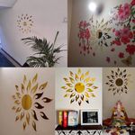 Casa si Gradina - Decoratiuni - Oglinzi - Set 27 Oglinzi Acrilice Decorative Autoadezive model Raze de Soare Auriu, dimensiune 50 cm - Infinity.ro
