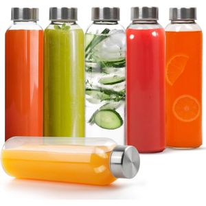 Set 6 sticle reutilizabile cu capac, 500ml, etanse si durabile, pentru apa, sucuri, smoothie-uri, cafea