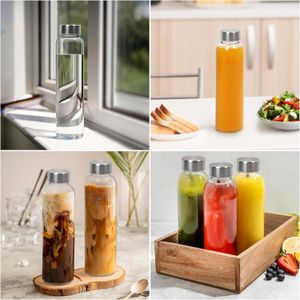Set 6 sticle reutilizabile cu capac, 500ml, etanse si durabile, pentru apa, sucuri, smoothie-uri, cafea