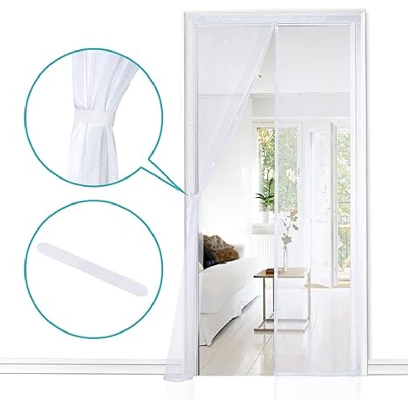 Casa si Gradina - Constructii - Usi interior, exterior si garaj - Accesorii usi - Plasa magnetica pentru usa, in forma de perdea, anti-insecte, inchidere automata, 100X210 CM, alb - Infinity.ro