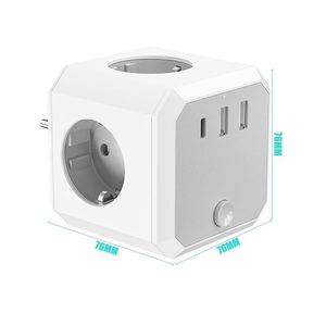 Priza cu mufa multipla, 2XUSB, 1x tip C, max. 250 V/16 A, buton On/Off, Alb/Gri