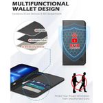 Laptop, Telefoane si Tablete - Telefoane mobile si accesorii - Accesorii Telefoane - Huse telefoane - Husa iPhone 13 Pro, tip portofel cu blocare RFID, suport carduri si protectie completa anti-soc, neagra - Infinity.ro