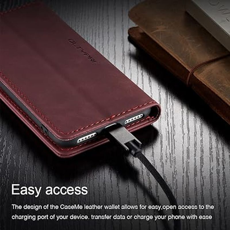 Laptop, Telefoane si Tablete - Telefoane mobile si accesorii - Accesorii Telefoane - Huse telefoane - Husa pentru iPhone 11 PRO, design antishock, ichidere magnetica, tip portofel, piele PU, visiniu - Infinity.ro