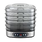 Electronice si Electrocasnice - Electrocasnice bucatarie - Aparate de gatit & desert - Deshidratoare - Deshidrator de alimente Heinner FreshDehydrate HFD-K380SSBK, 320-380W, 5 tavi inox, display LED - Infinity.ro