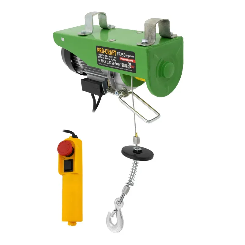 Casa si Gradina - Constructii - Depozitare, transport si protectie - Echipamente pentru transport si ridicat - Troliu electric palan Procraft TP250, 510W, cu kit montare Greutate 250kg - Infinity.ro