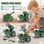 Jucarii, Copii si Bebe - Jucarii si jocuri - Vehicule si jucarii cu telecomanda - Roboti de jucarie - Robot Transformer 5 in 1 Linomag®, masini militare, surubelnita inclusa, +3 ani, verde, 31.5x15.7x21.6cm - Infinity.ro