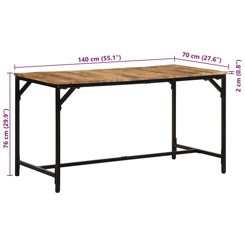 Casa si Gradina - Mobilier - Mese si birouri - Mese bucatarie si dining - Masa de bucatarie, 140x70x75 cm, lemn masiv mango brut - Infinity.ro