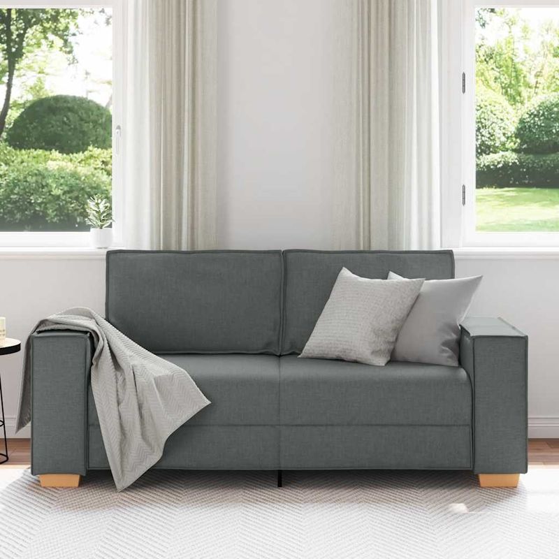 Casa si Gradina - Mobilier - Canapele si coltare - Canapele - Canapea cu 2 locuri, gri inchis, 140 cm, material textil - Infinity.ro