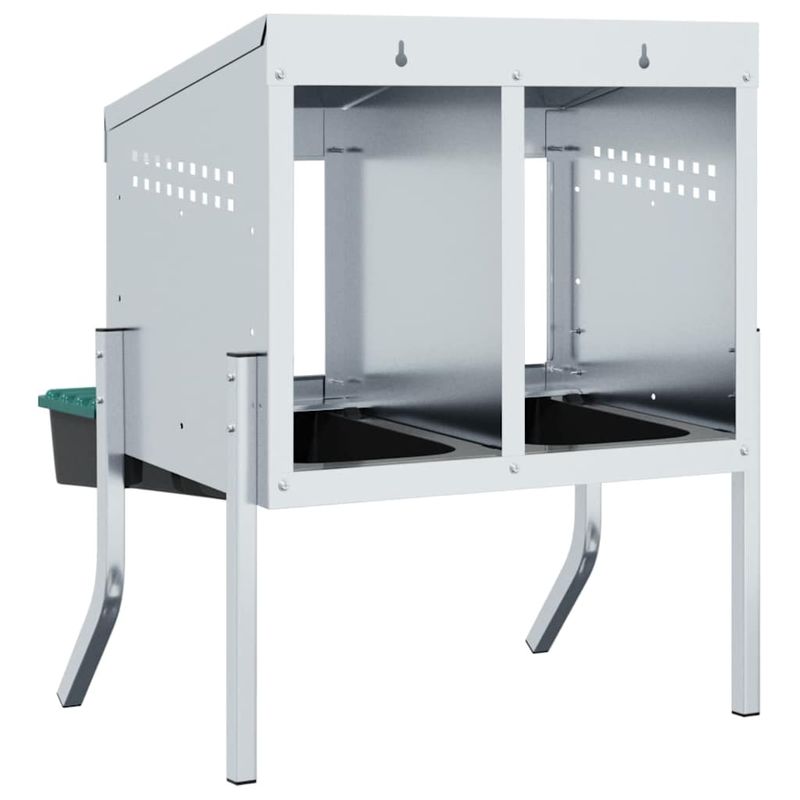 Petshop - Accesorii petshop - Culcusuri si custi - Custi interior si exterior - Cuibar pentru gaini cu 2 compartimente si picioare, otel galvanizat - Infinity.ro