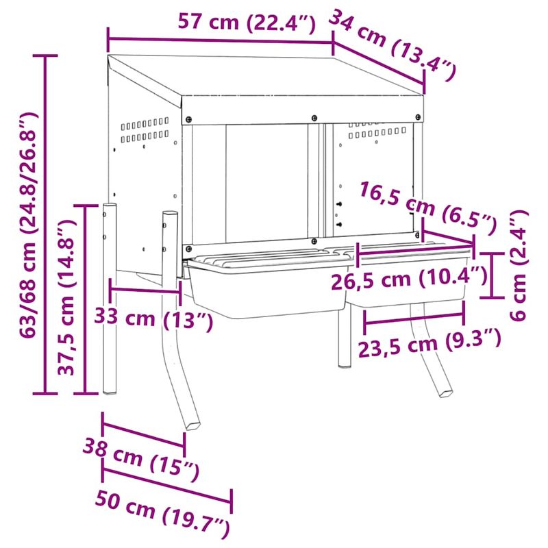 Petshop - Accesorii petshop - Culcusuri si custi - Custi interior si exterior - Cuibar pentru gaini cu 2 compartimente si picioare, otel galvanizat - Infinity.ro