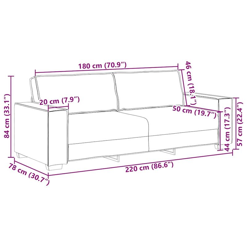 Casa si Gradina - Mobilier - Canapele si coltare - Canapele - Canapea cu 3 locuri, gri deschis, 180 cm, material textil - Infinity.ro